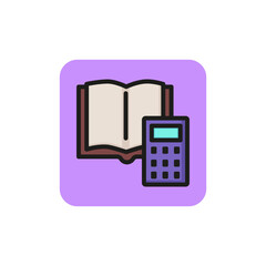 Poster - Line icon of notepad and calculator. Accounting, mathematics, audit. Finance concept. Can be used for topics like business, education, banking