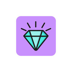 Poster - Line icon of shining diamond. Gemstone, success, treasure. Luxury concept. Can be used for topics like business, jewelry, wealth