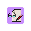 Line icon of document, glasses and pen. Document edit, text editor, file. Mobile application concept. Can be used for topics like internet, business, computer interface