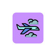 Icon of flying airplane.  Sky, passenger plane, transport. Vacation concept. Can be used for topics like airline, journey, tourism