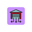Line icon of garage with direction arrows. Gateway, parking, road sign. Transport concept. Can be used for topics like business, transportation, automobiles
