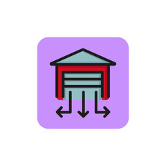 Poster - Line icon of garage with direction arrows. Gateway, parking, road sign. Transport concept. Can be used for topics like business, transportation, automobiles