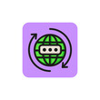Line icon of circulating globe. Global communication, networking, travel. Internet concept. Can be used for topics like business, technology, transportation