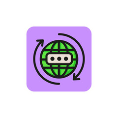 Poster - Line icon of circulating globe. Global communication, networking, travel. Internet concept. Can be used for topics like business, technology, transportation