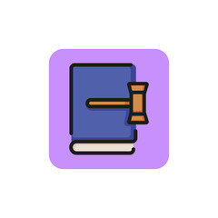 Sticker - Line icon of book and gavel. Law, justice, judge. Court concept. Can be used for topics like legislation, judicial system, judgment