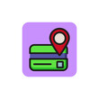 Line icon of letter with location pointer. Mail address, bank address, terminal pointer. Location concept. Post, finance, banking