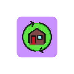 Poster - Line icon of house with arrows. Real estate transaction, renovation, rebuilding. Dwelling concept. Can be used for topics like architecture, construction, recycling