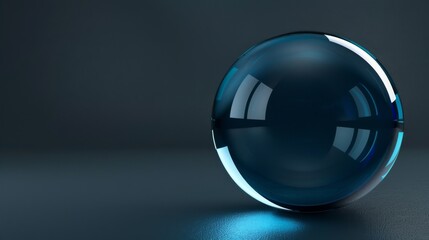 3D render of a blue glass ball on a dark background