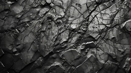 Canvas Print - Black and white cracked rock texture background