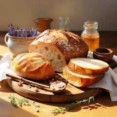 Wall Mural - assortment of bread on table