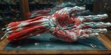 Fototapeta Miasta - An immersive 360-degree panorama of the muscles of the hand, including the intrinsic and extrinsic muscles, showcasing their