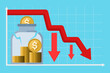 concept of broken piggy bank as a metaphor for business bankruptcy. Problems of repayment of economic loans, investment failures and budget collapse. financial crisis. Flat vector illustration.