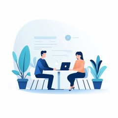 Wall Mural - Business meeting or interview concept illustration