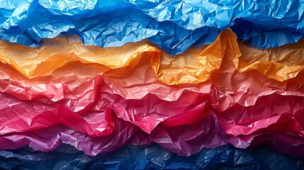 Fototapete - Depict torn plastic wrap with vibrant colors and bold graphics