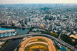 Aerial view of Tokyo Japan from a helicopter