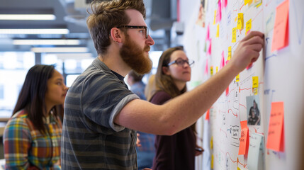 Poster - Encourage team members to contribute to the wall by adding relevant keywords or insights.