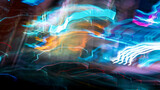 Fototapeta Miasto - City motion blurred cityscape lights background at night