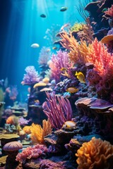 Canvas Print - Underwater world full of vibrant coral and colorful fish