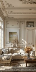 Wall Mural - Ornate detailed classic living room interior design