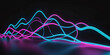 Abstract 3d glowing wavy lines, black background. Digital illustration.