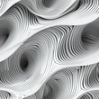 Abstract 3D wavy shapes, Seamless white pattern. Endless background.