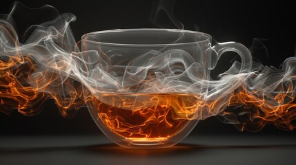 Poster - X-ray scan of a cup of tea, displaying the liquid level and any additives.