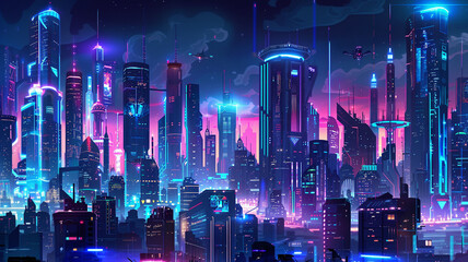 Slightly futuristic night cityscape
