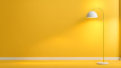 A yellow wall with a white lamp on it