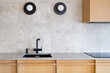 Modern minimalist kitchen interior with natural light