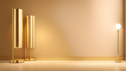 Poster - A room with a gold wall and gold furniture