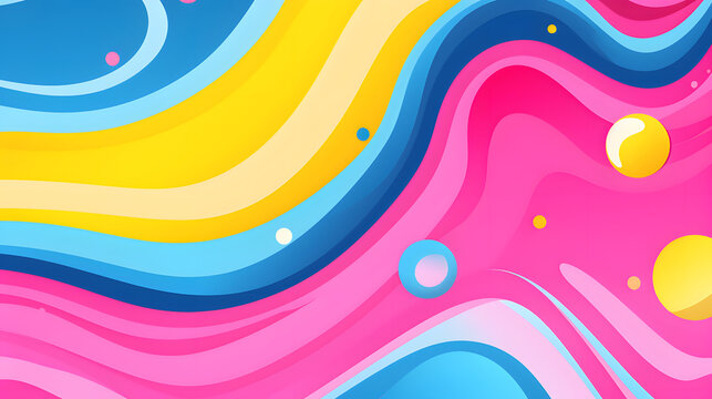 Digital retro cartoon bubbly juicy swirls geometric pattern graphics poster background