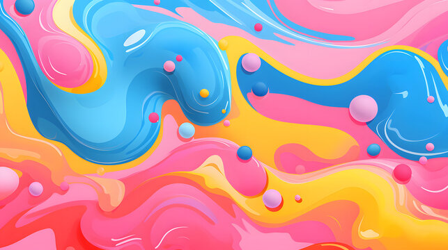 Digital retro cartoon bubbly juicy swirls geometric pattern graphics poster background