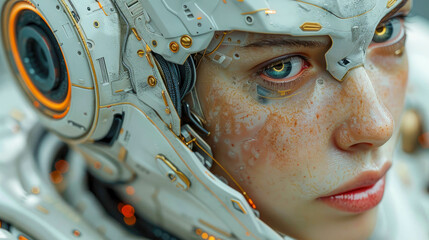 Poster - Close up portrait of a futuristic female robot