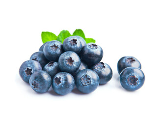 Poster - Sweet blueberries fruits on white backgrounds