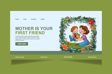 Wall Mural - mother's day social media banner vector template. mother's day post web banner layout cover unique poster design media post 