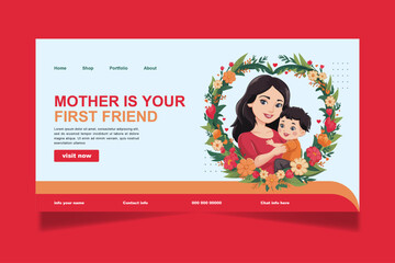 mother's day social media banner vector template. mother's day post web banner layout cover unique poster design media post 