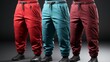 3d render of a pair of pants with different colors