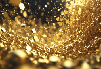 Wall Mural - background. art. 3d particles. confetti rendering. gital chaotic shiny golden fractal abstract scien