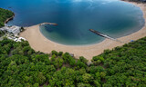 Fototapeta  - Aerial view to beautiful Perla beach near to Primorsko, Bulgaria