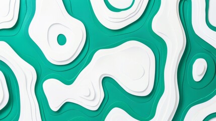Aufkleber - Abstract organic green white paper cut overlapping paper waves texture background banner panorama illustration for webdesign or business