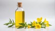bottle of evening primrose oil on plain white background from Generative AI
