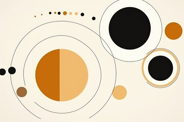 Poster - Various circles and dots in different sizes and colors arranged on a white background