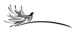 The stylized symbol of a flying dove.
