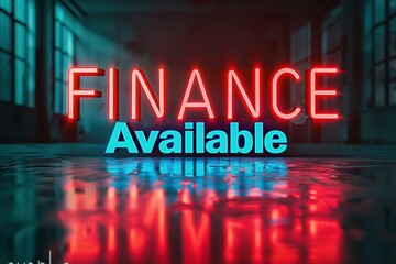 neon sign saying finance available business logo background banner