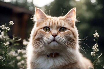 'cute cat himself outdoors enjoying pleased enjoy happy kitten meadow green nature grass domestic healthy animal fur fat cheek playful pet paw mammal life lawn front grey young satisfied wild'