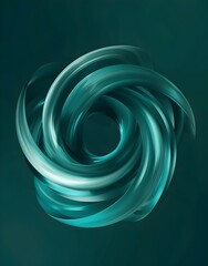 Aufkleber - 3d vector illustration of teal swirl on dark green background, simple shapes, elegant and sophisticated design, perfect for logo or branding, graphic elements, modern aesthetic, high resolution, no mo
