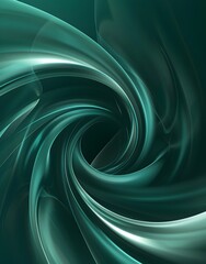 Aufkleber - abstract teal vector shape, elegant lines, dark green background, soft glow, 3d render, spiral, round form, circle with wavy edges 
