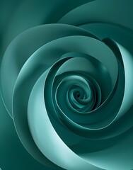 Aufkleber - abstract teal vector shape, elegant lines, dark green background, soft glow, 3d render, spiral, round form, circle with wavy edges 
