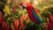 Tropischer Farbenrausch: Papagei auf Blüte