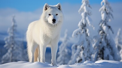  Majestic white wolf in snowy forest